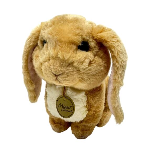 Miyoni by Aurora Tan White Lop Eared Rabbit Bunny 9" Plush Stuffy Stuffie - Picture 1 of 9
